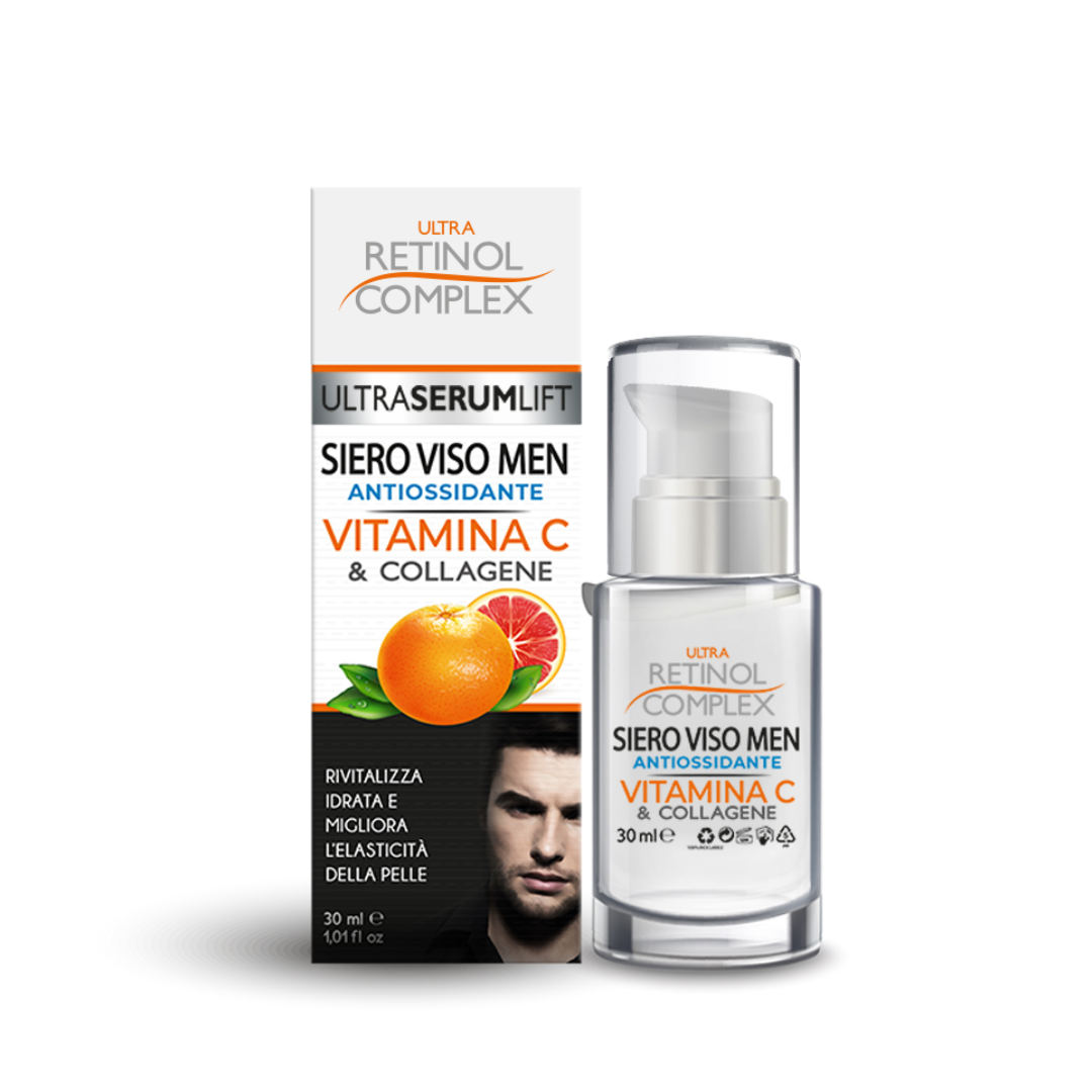 RETINOL COMPLEX SIERO VISO MEN ANTIAGE VITAMINA C E COLLAGENE 30ML 255