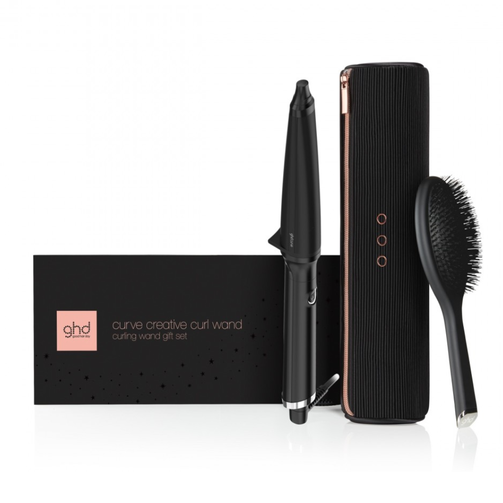GHD FERRO CURVE CREATIVE CURL WAND GIFT SET CONF. PETTINE DETANGLING COMB E POCHETTE 2024