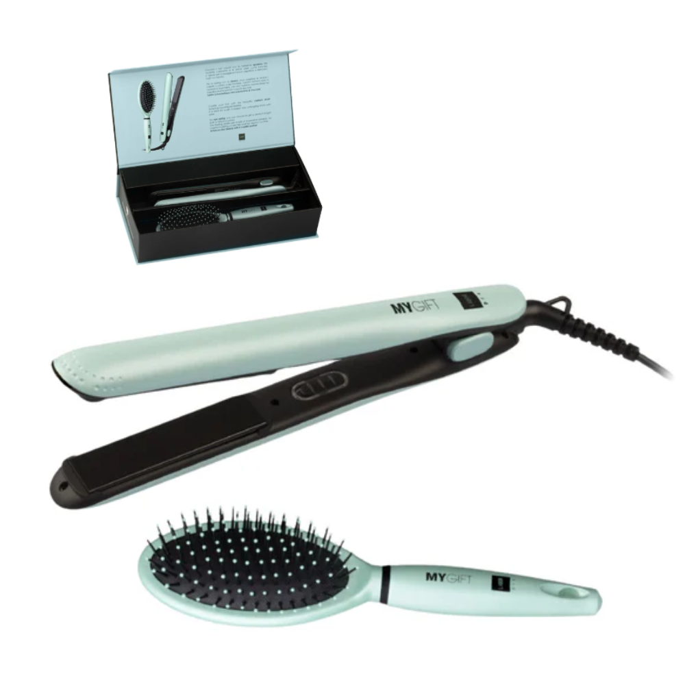 LABOR MYGIFT KIT PIASTRA PER CAPELLI PROFESSIONALE E SPAZZOLA CANDY BLU B226