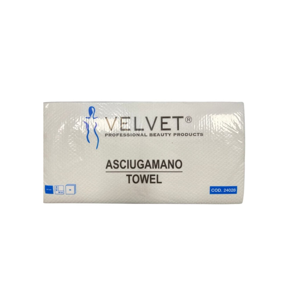 VELVET ASCIUGAMANO MONOUSO PIEGATO CARTA GOFFRATO CM34X68 50PZ 24028