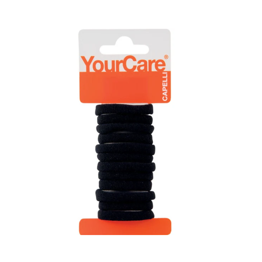 KISS YOUR CARE ELASTICI PER CAPELLI IN SPUGNA SMALL NERO 12PZ 7030NERO