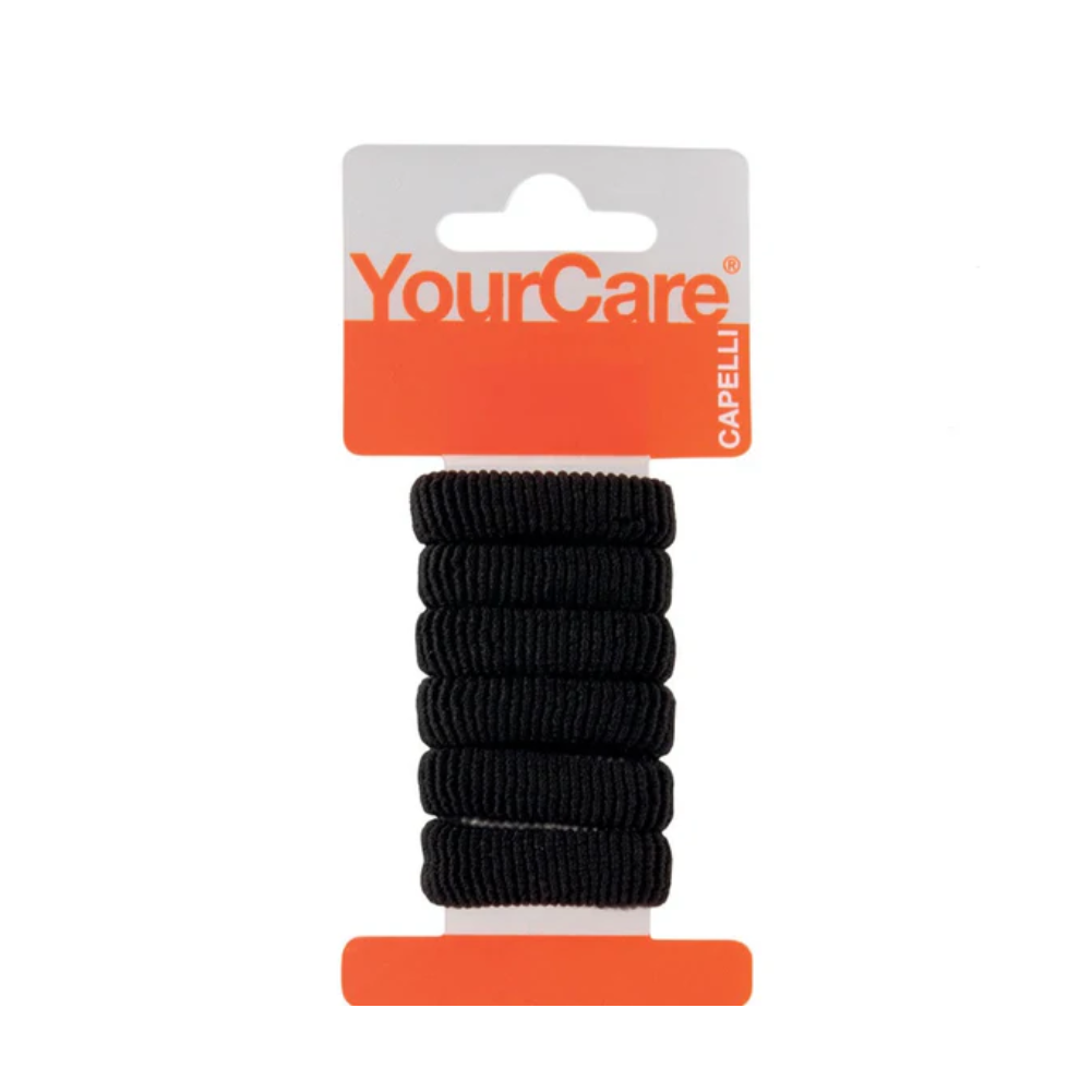 KISS YOUR CARE ELASTICI PER CAPELLI IN SPUGNA MEDIUM NERO 6PZ 7037NERO
