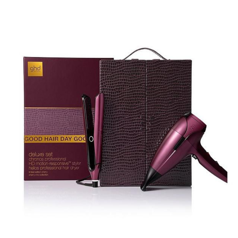 GHD GOOD HAIR DAY DELUXE GIFT SET PHON HELIOS + PIASTRA CHRONOS CHERRY CHIC  GHD GOOD HAIR DAY DELUXE GIFT SET PHON HELIOS + PIASTRA CHRONOS CHERRY CHIC