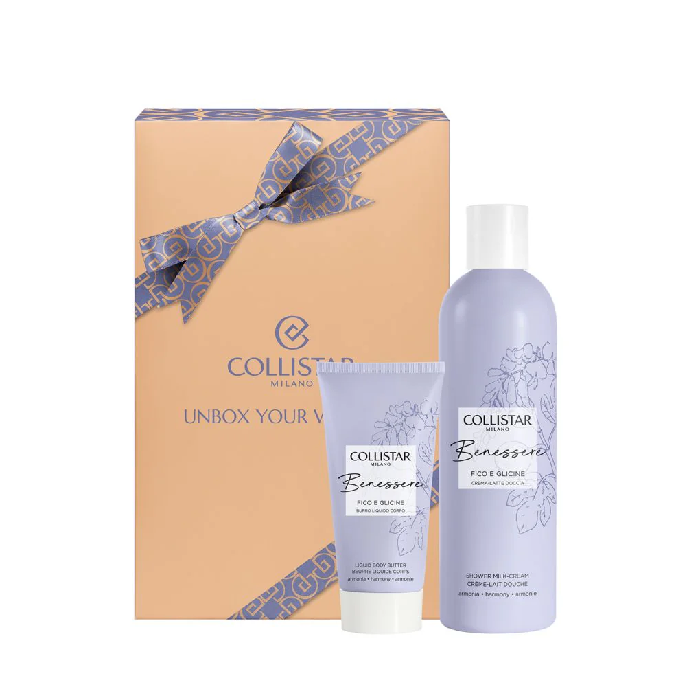 COLLISTAR UNBOX YOUR WELLNESS CONF.BENESSERE GEL MOUSSE DOCCIA +CREMA CORPO FICO E GLICINE