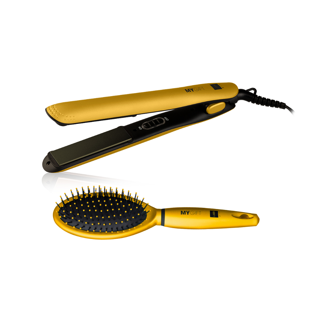 LABOR MYGIFT KIT PIASTRA PER CAPELLI PROFESSIONALE E SPAZZOLA COL.ORO SPEZIATO B231  LABOR MYGIFT KIT PIASTRA PER CAPELLI PROFESSIONALE E SPAZZOLA COL.ORO SPEZIATO B231