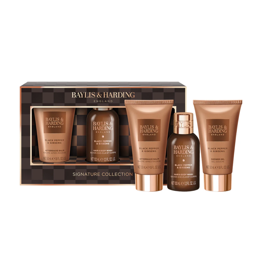 BAYLIS & HAIRDING CONF. GEL DOCCIA+SHAMPOO+BALSAMO DOPOBARBA BLACK PEPPER & GINSENG BH25BPSML3PC