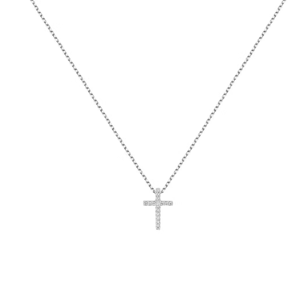 FOR YOU COLLANA ACCIAIO CON CIONDOLO ARGENTO CROCE BENEDETTA P06512