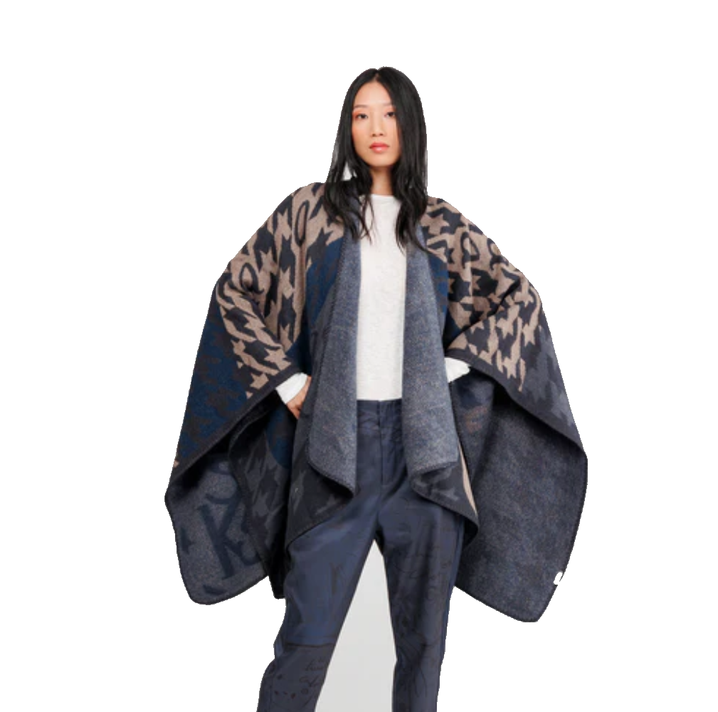 ANEKKE PONCHO DONNA BLU E BEIGE 41284-002  ANEKKE PONCHO DONNA BLU E BEIGE 41284-002