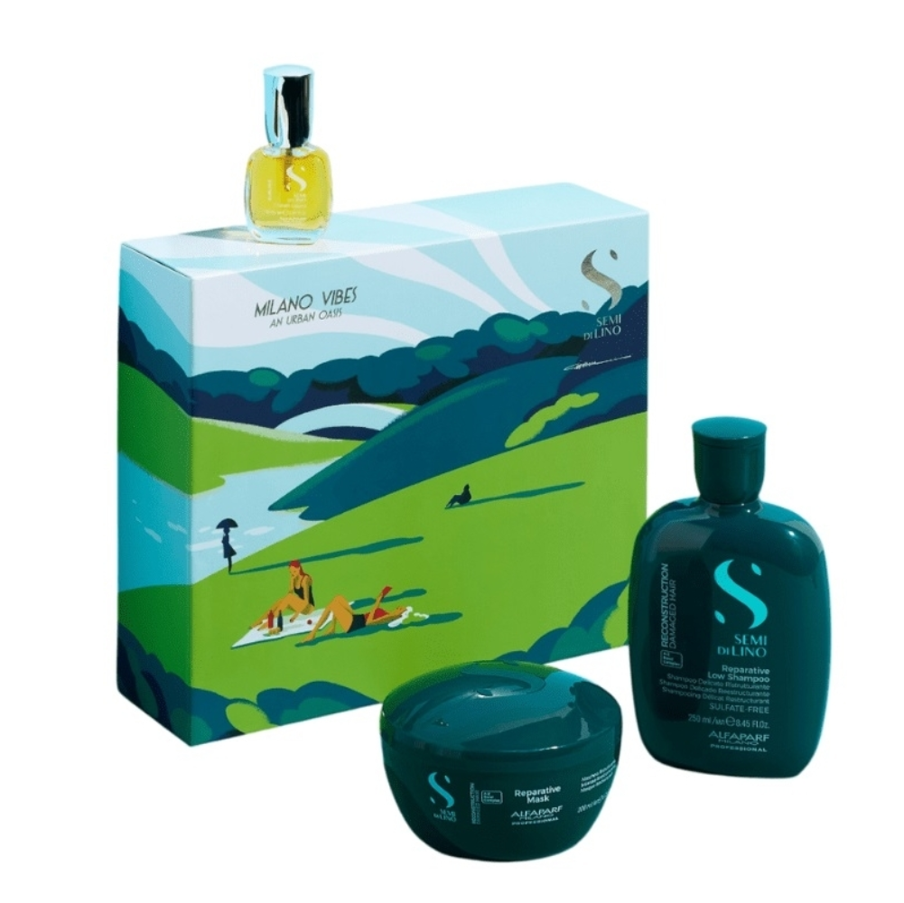 ALFAPARF KIT RECOSTRUCTION SHAMPOO+MASK+CRISTALLI SEMI DI LIO PF029641