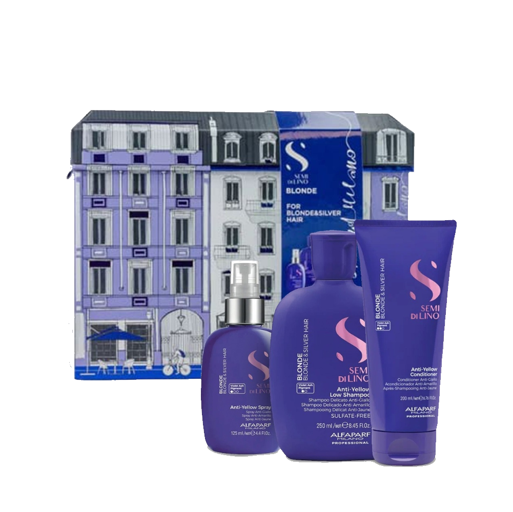 ALFAPARF KIT BLONDE SHAMPOO+CONDITIONER+SPRAY ANTIGIALLO SEMI DI LIO PF029643