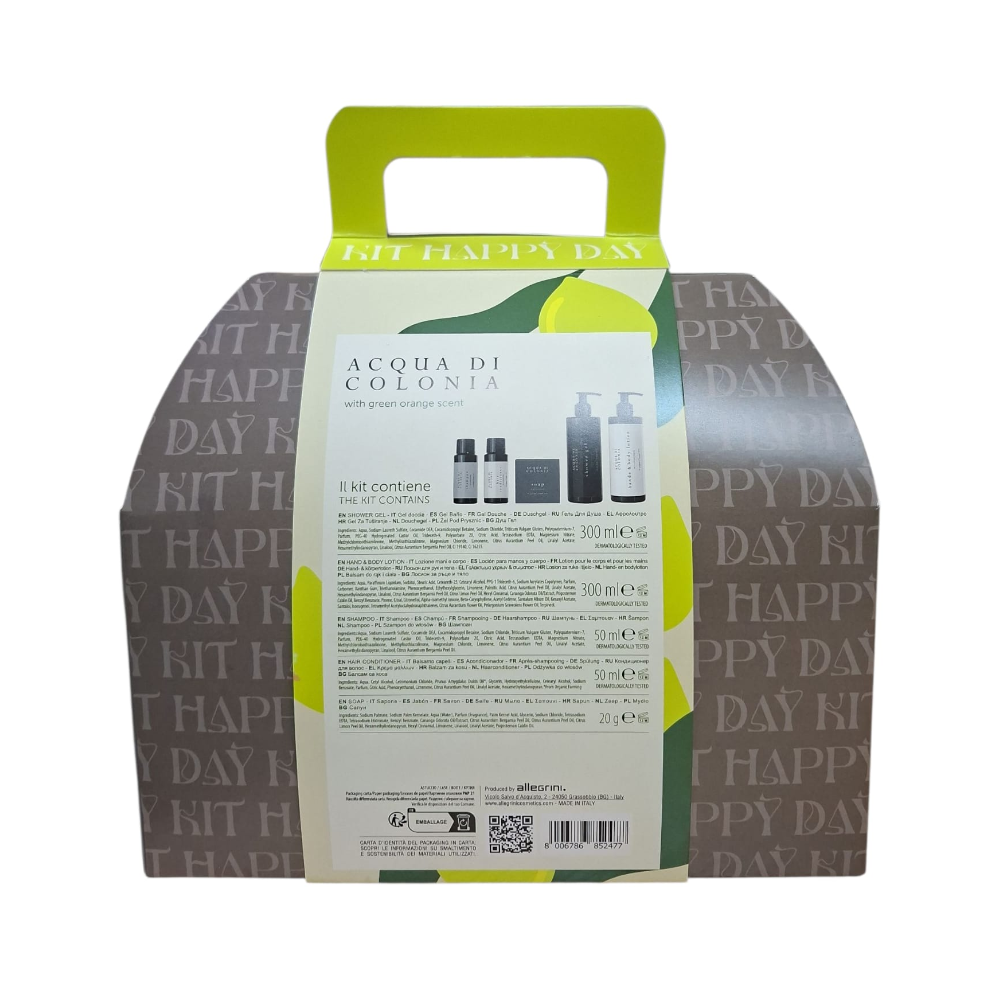 ALLEGRINI KIT HAPPY DAY ACQUA DI COLONIA GEL DOCCIA 300ML+ CREMA MANI E CORPO 300ML+ SHAMPOO 50ML+ BALSAMO CAPELLI 50ML+ SAPONETTA 026KITNHAP1