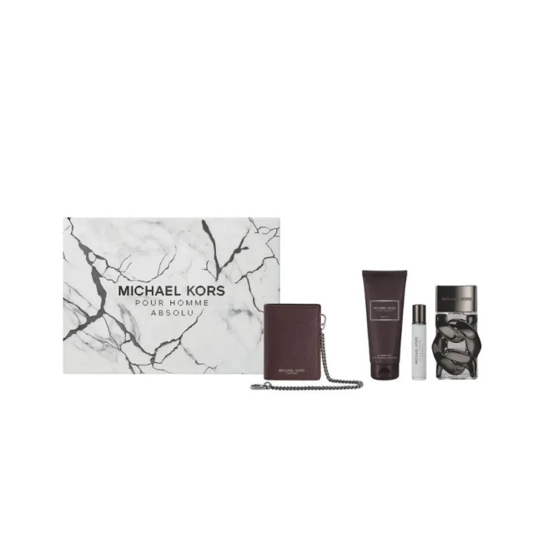 MICHAEL KORS POUR HOMME ABSOLU CONF. SHOWER GEL 100ML+ EDP 100ML+ EDP 10ML+ BROWN WALLET