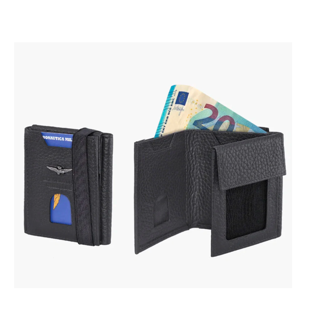 AERONAUTICA MILITARE PORTAFOGLI UOMO COMPATTO PELLE AM185