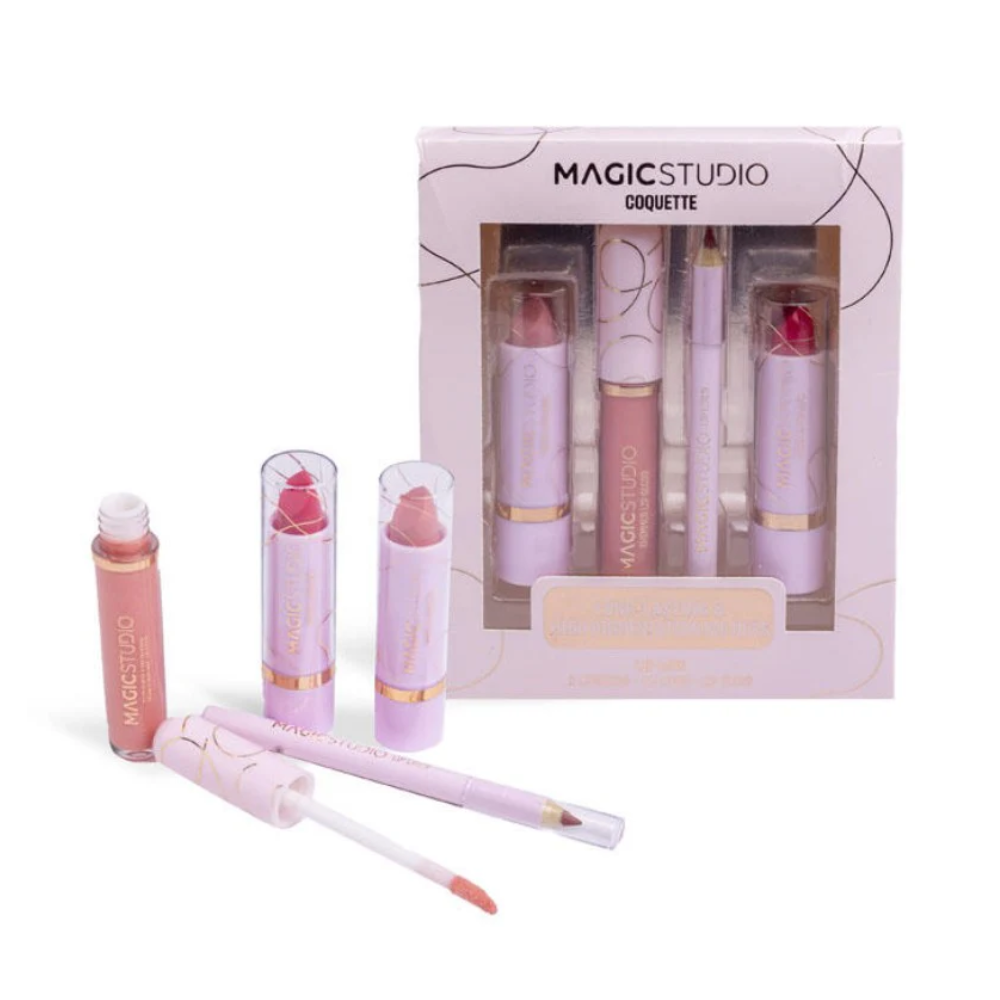 MAGIC STUDIO COQUETTE LIP LOVE CONF. LIP GLOSS+ LIP LINER+ MATTE LIPSTICK+ SHEER LIPSTICK 44252