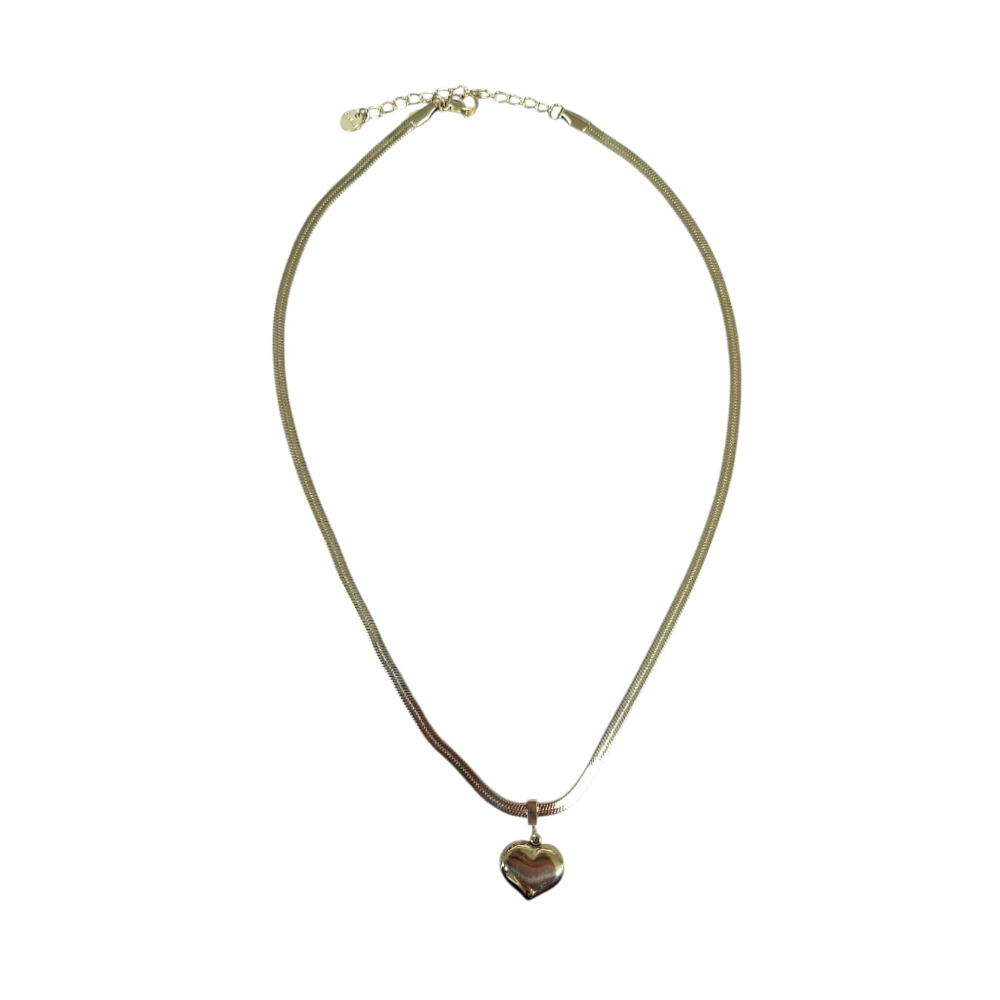 FILO DICIOTTO GIROCOLLO IN ACCIAIO CIONDOLO CUORE ORO LINEA 180 26.000