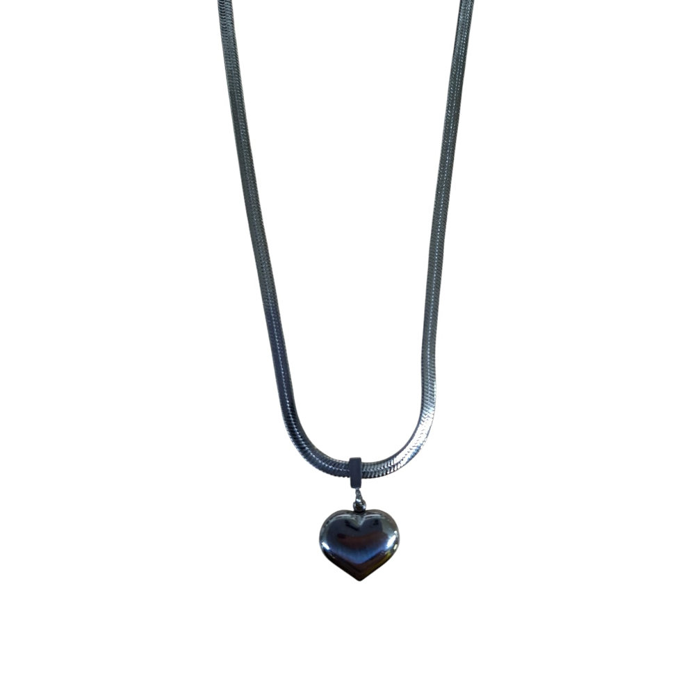 FILO DICIOTTO GIROCOLLO IN ACCIAIO CIONDOLO CUORE ARGENTO LINEA 180 26.000