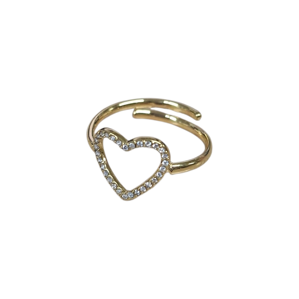 FILO DICIOTTO ANELLO IN ACCIAIO CUORE CON BRILLANTINI ORO LINEA 180 26.000