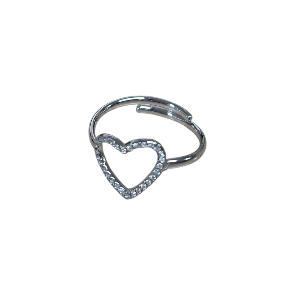 FILO DICIOTTO ANELLO IN ACCIAIO CUORE CON BRILLANTINI ARGENTO LINEA 180 26.000