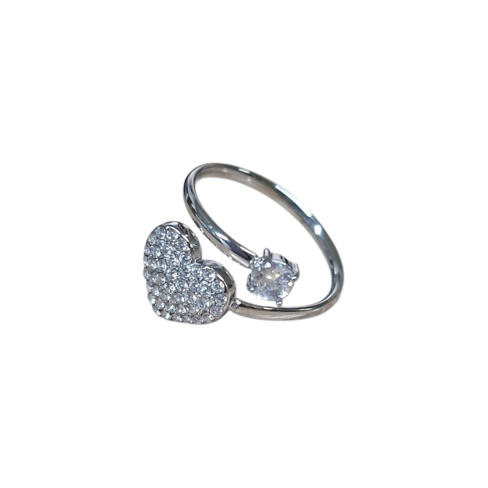 FILO DICIOTTO ANELLO IN ACCIAIO CUORE CON BRILLANTINO ARGENTO LINEA 180 26.000