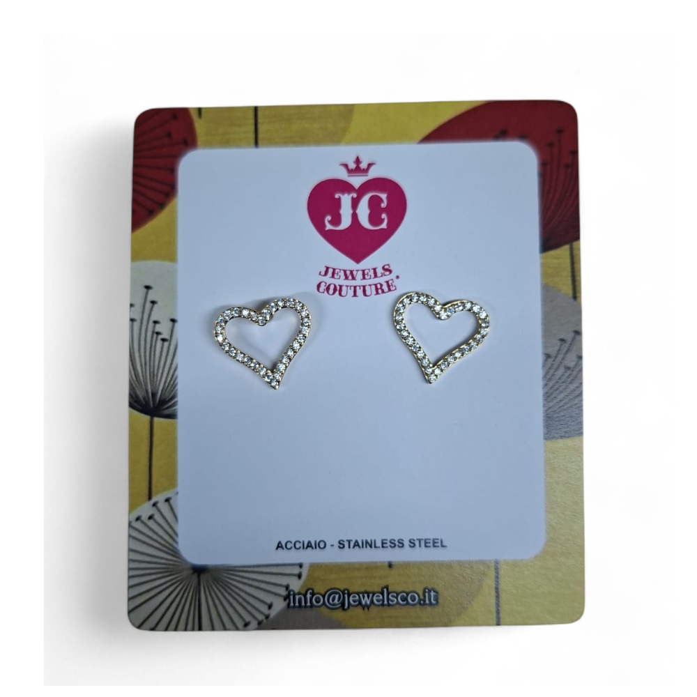 FILO DICIOTTO ORECCHINI IN ACCIAIO CUORE CON STRASS ORO LINEA 180 26.000