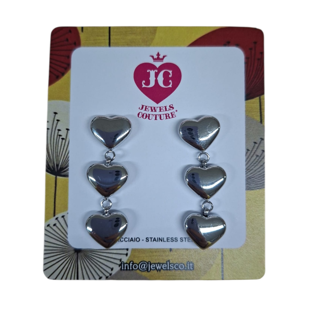 FILO DICIOTTO ORECCHINI PENDENTI IN ACCIAIO CUORE ARGENTO LINEA 180 26.000