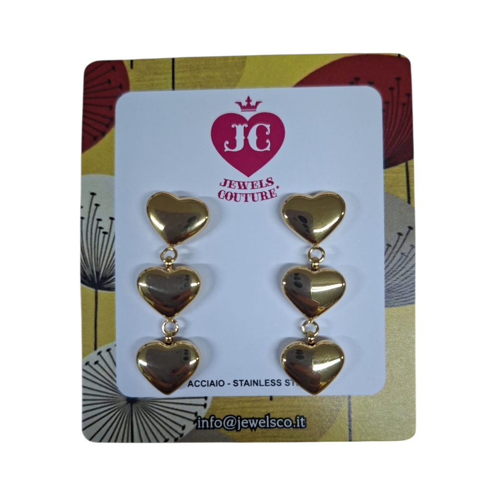 FILO DICIOTTO ORECCHINI PENDENTI IN ACCIAIO CUORE ORO LINEA 180 26.000
