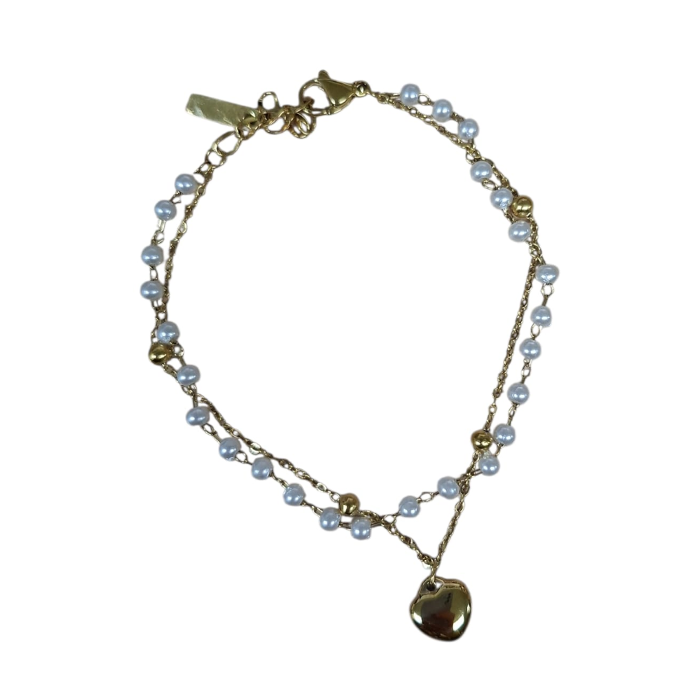 FILO DICIOTTO BRACCIALE IN ACCIAIO CON PERLINE ORO LINEA 180 26.000