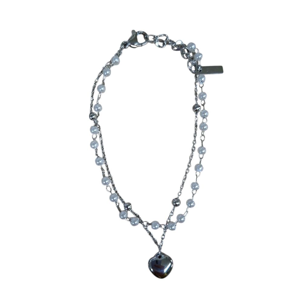 FILO DICIOTTO BRACCIALE IN ACCIAIO CON PERLINE ARGENTO LINEA 180 26.000