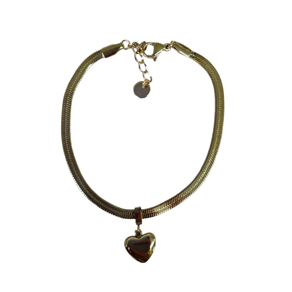 FILO DICIOTTO BRACCIALE IN ACCIAIO CON CIONDOLO CUORE ORO LINEA 180 26.000