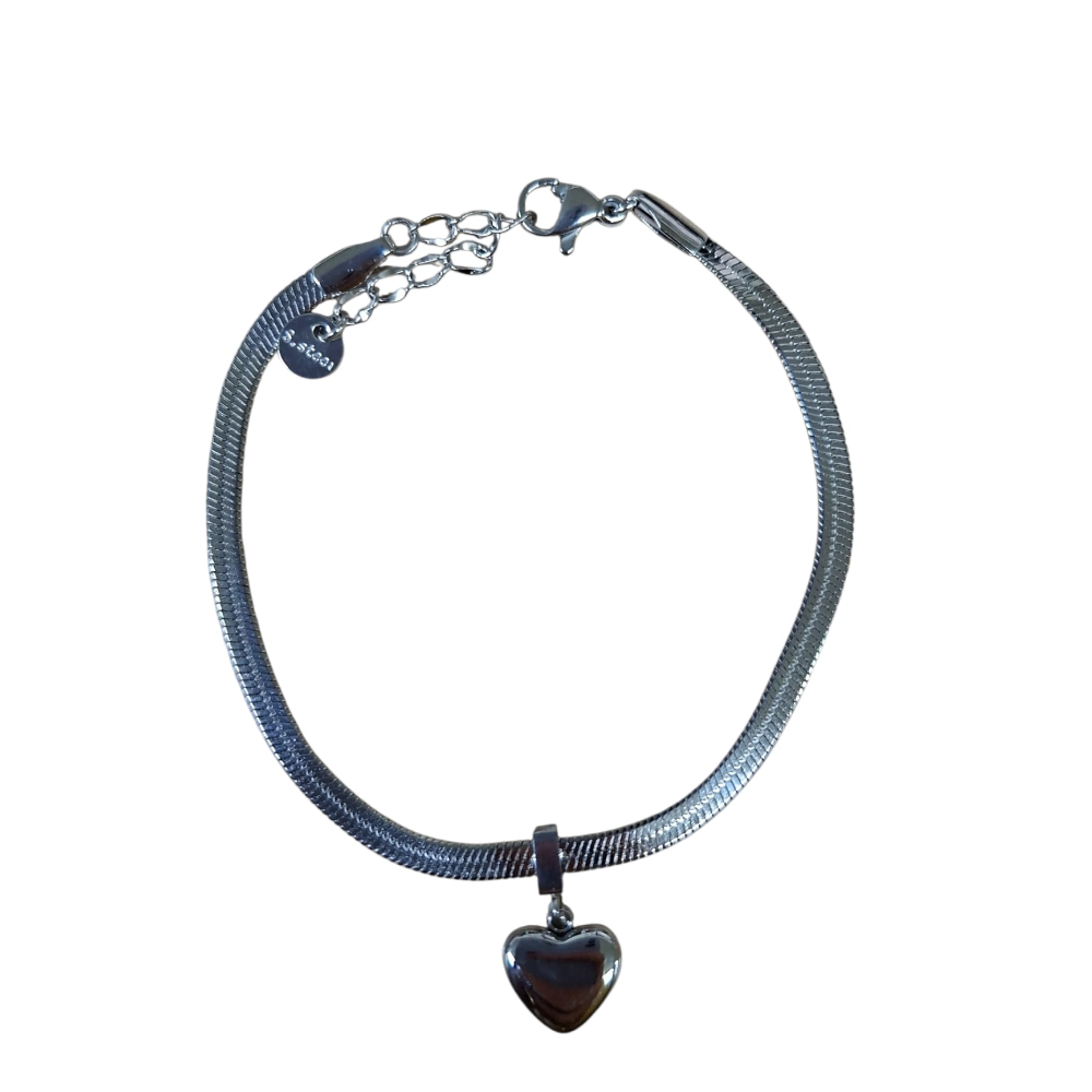 FILO DICIOTTO BRACCIALE IN ACCIAIO CON CIONDOLO CUORE ARGENTO LINEA 180 26.000