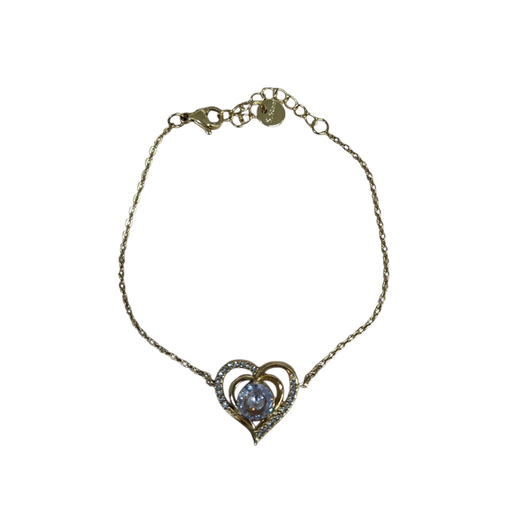 FILO DICIOTTO BRACCIALE IN ACCIAIO CIONDOLO CUORE CON BRILLANTINO ORO LINEA 180 26.000