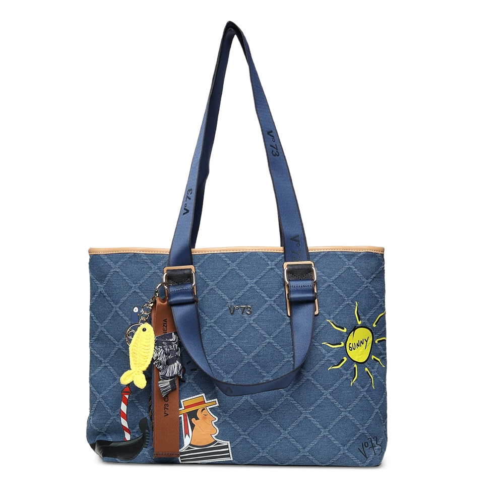 V°73 BORSA SINTETICA DONNA TITA DENIM/NATURALE 73BS9TZ01D