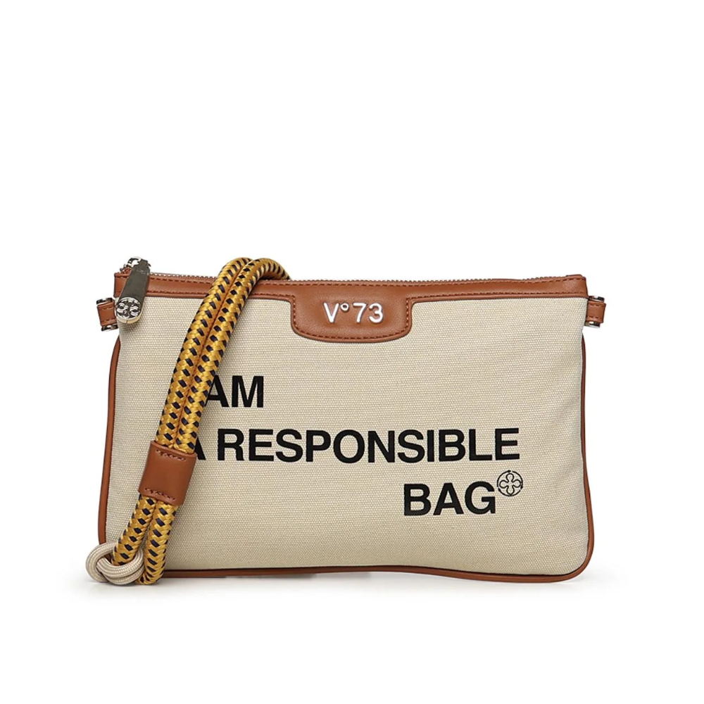 V°73 BORSA SINTETICA DONNA RESPONSIBLE OFF WHITE/CUOIO 73BS9N004