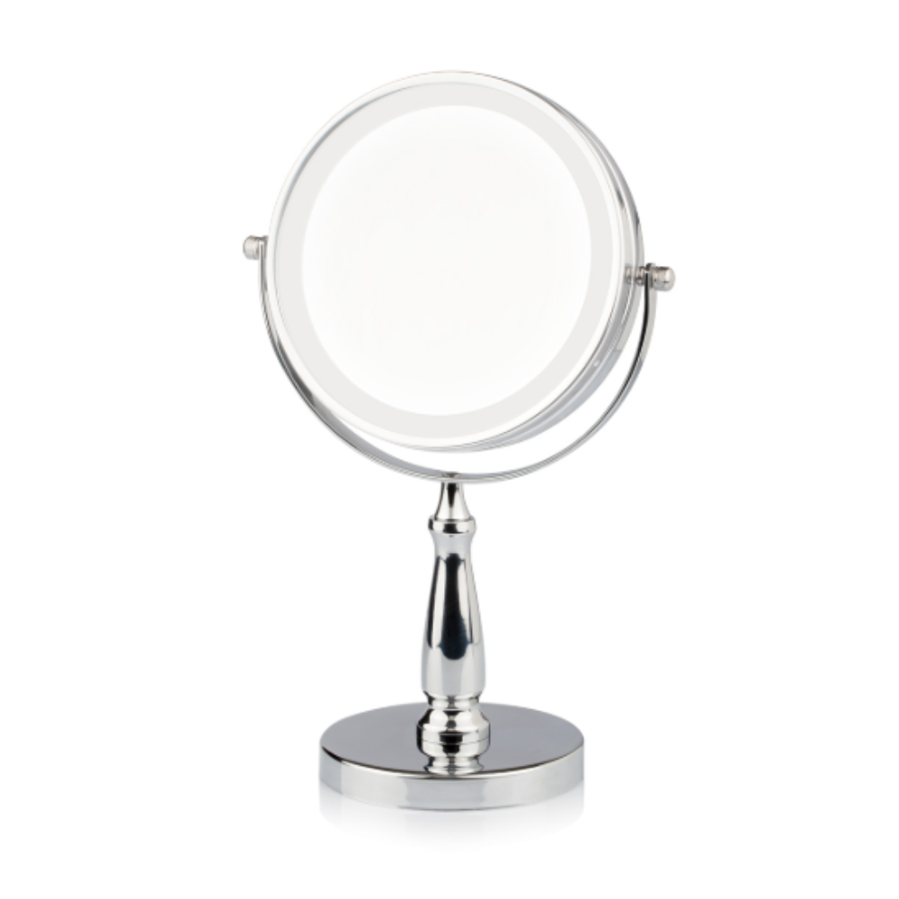 LABOR SPECCHIO IN METALLO CON ILLUMINAZIONE LED DUE INGRANDIMENTI 1X E 4X DIAMETRO 16CM E517