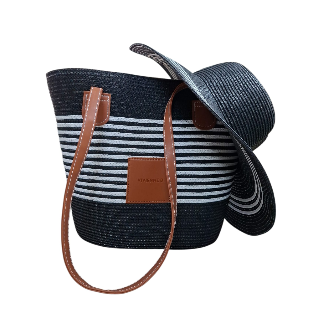 VIVIENNE D SHOPPER E CAPPELLO RAFIA VBB274 NERO