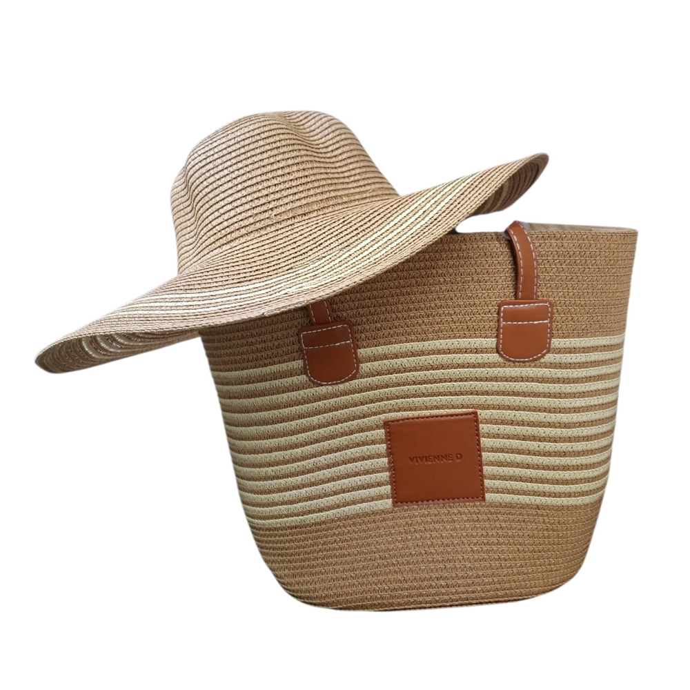VIVIENNE D SHOPPER E CAPPELLO RAFIA VBB274 BEIGE