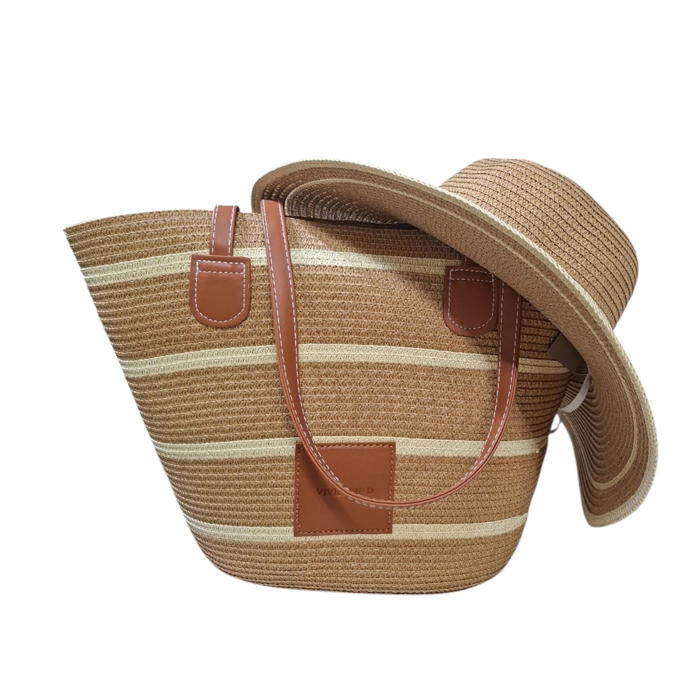 VIVIENNE D SHOPPER E CAPPELLO RAFIA VBB275 BEIGE