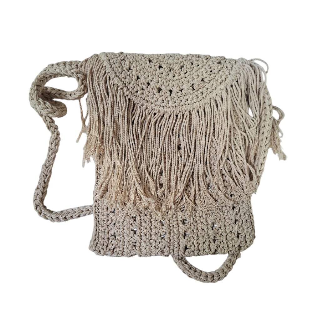 VIVIENNE D MINI BAG CROCHET FRANGE VBB285 BEIGE