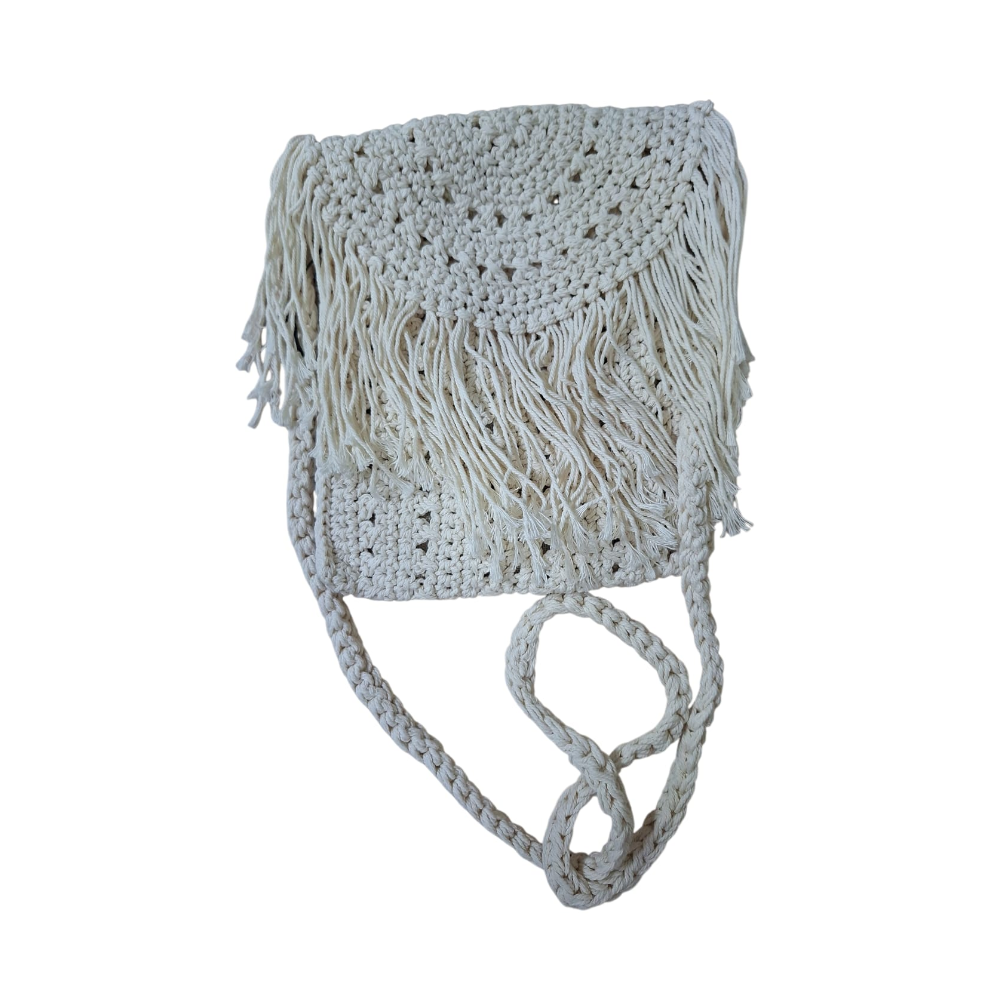 VIVIENNE D MINI BAG CROCHET FRANGE VBB285 BIANCO