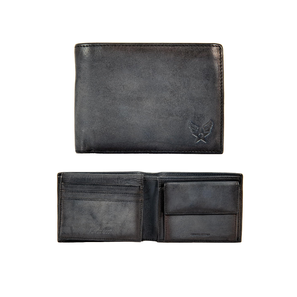 AVIREX PORTAMONETE UOMO IN PELLE BELL BLL12-120 VINTAGE BLACK