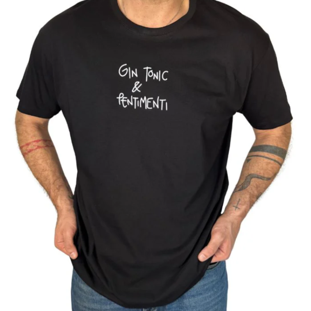 COSESUCOSE T-SHIRT GIN TONIC&PENTIMENTI NERA