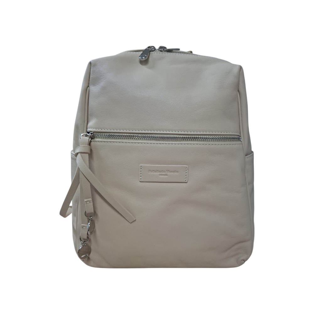 PELLETTERIA VENETA ZAINO IN PELLE LISCIA COLLETTO M26427 BEIGE