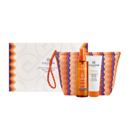 COLLISTAR KIT POCHETTE + OLIO SECCO SUPERABBRONZANTE IDRATANTE SPF6 + BALSAMO DOPOSOLE IDRATANTE RESTITUTIVO