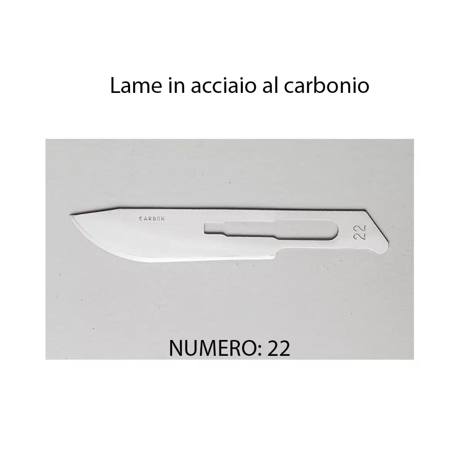 XANITALIA 370.167 LAME BISTURI IN ACCIAIO AL CARBONIO CONF.100PZ (PEZZO SINGOLO) 22